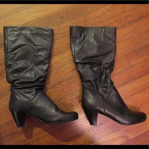 Black leather boots